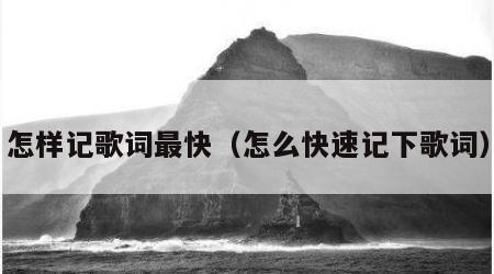 怎样记歌词最快（怎么快速记下歌词）