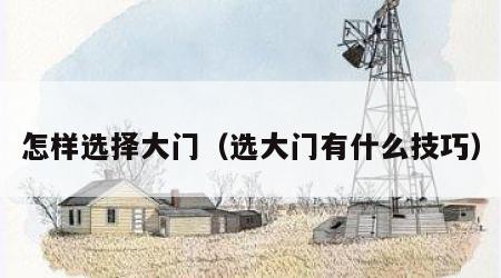 怎样选择大门（选大门有什么技巧）