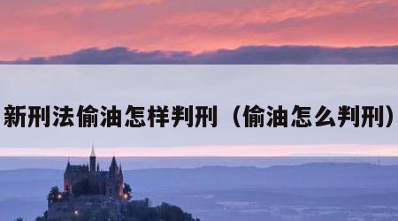 新刑法偷油怎样判刑（偷油怎么判刑）