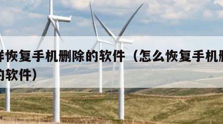 怎样恢复手机删除的软件（怎么恢复手机删除过的软件）