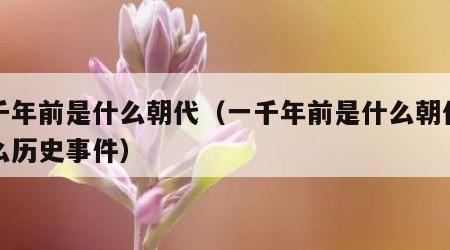 一千年前是什么朝代（一千年前是什么朝代有什么历史事件）