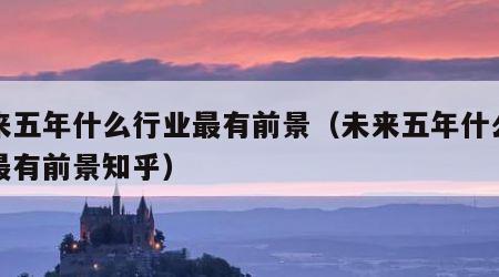 未来五年什么行业最有前景（未来五年什么行业最有前景知乎）