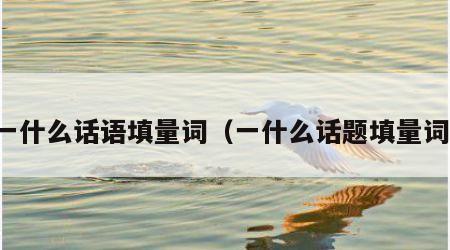 一什么话语填量词（一什么话题填量词）