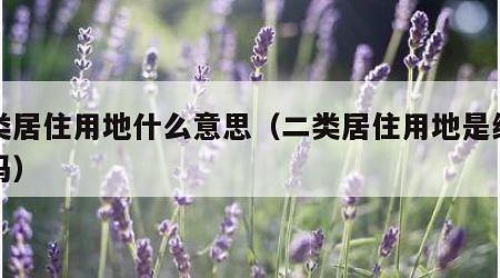 二类居住用地什么意思（二类居住用地是纯住宅吗）