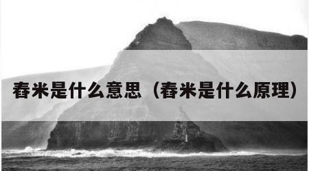 舂米是什么意思（舂米是什么原理）
