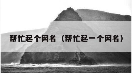 帮忙起个网名（帮忙起一个网名）
