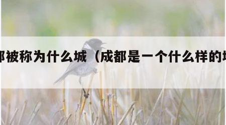 成都被称为什么城（成都是一个什么样的城市?）