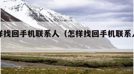 怎样找回手机联系人（怎样找回手机联系人功能）