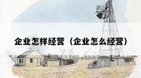企业怎样经营（企业怎么经营）
