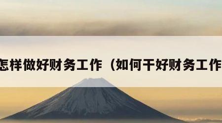 怎样做好财务工作（如何干好财务工作）
