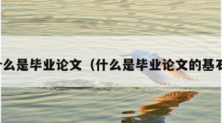 什么是毕业论文（什么是毕业论文的基石）