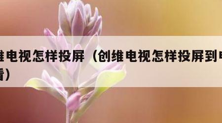 创维电视怎样投屏（创维电视怎样投屏到电视上看）