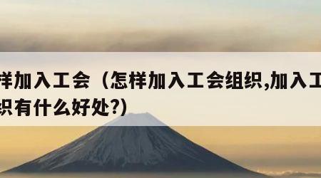 怎样加入工会（怎样加入工会组织,加入工会组织有什么好处?）