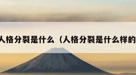 人格分裂是什么（人格分裂是什么样的）