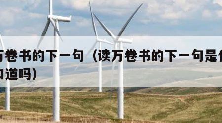 读万卷书的下一句（读万卷书的下一句是什么你知道吗）