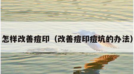 怎样改善痘印（改善痘印痘坑的办法）