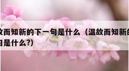 温故而知新的下一句是什么（温故而知新的下一句是什么?）