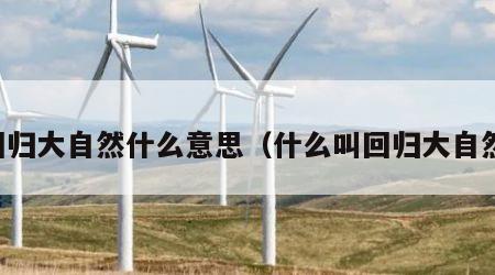 回归大自然什么意思（什么叫回归大自然）