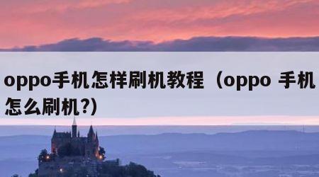 oppo手机怎样刷机教程（oppo 手机怎么刷机?）
