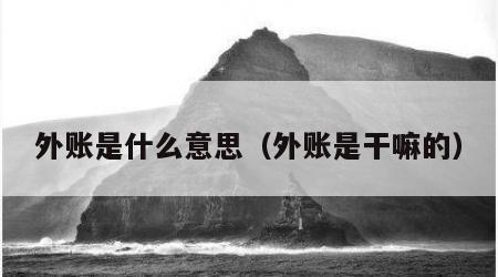 外账是什么意思（外账是干嘛的）