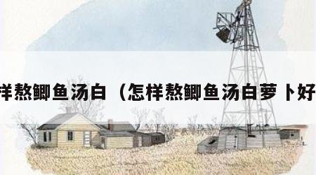 怎样熬鲫鱼汤白（怎样熬鲫鱼汤白萝卜好吃）