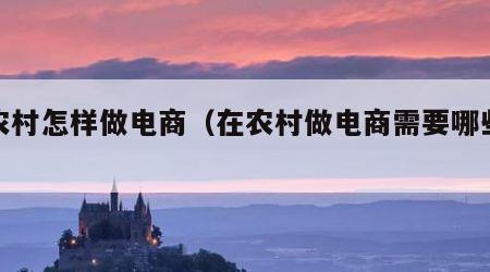 在农村怎样做电商（在农村做电商需要哪些程序）