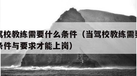 当驾校教练需要什么条件（当驾校教练需要什么条件与要求才能上岗）