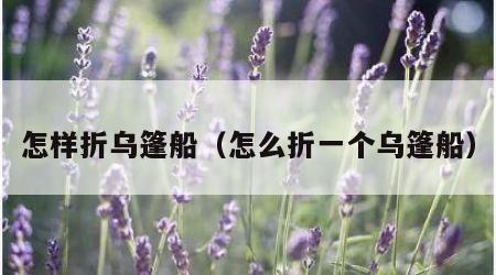 怎样折乌篷船（怎么折一个乌篷船）