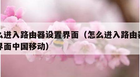 怎么进入路由器设置界面（怎么进入路由器设置界面中国移动）