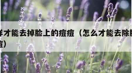 怎样才能去掉脸上的痘痘（怎么才能去除脸上痘痘）