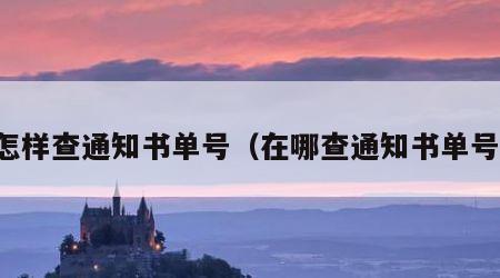怎样查通知书单号（在哪查通知书单号）