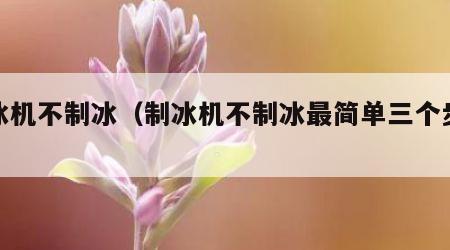 制冰机不制冰（制冰机不制冰最简单三个步骤）