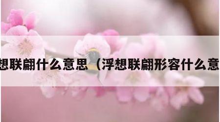 浮想联翩什么意思（浮想联翩形容什么意思）