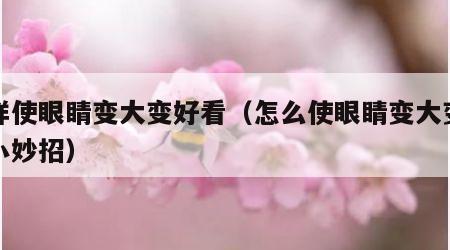 怎样使眼睛变大变好看（怎么使眼睛变大变漂亮小妙招）