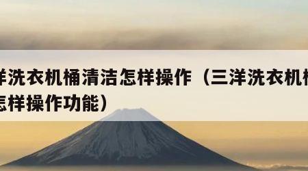 三洋洗衣机桶清洁怎样操作（三洋洗衣机桶清洁怎样操作功能）