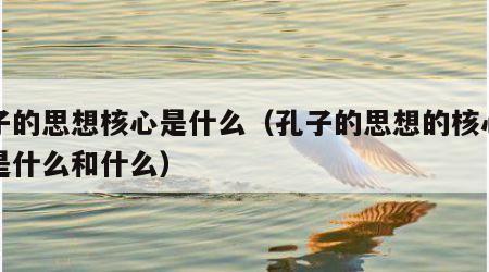 孔子的思想核心是什么（孔子的思想的核心内容是什么和什么）
