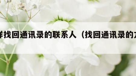 怎样找回通讯录的联系人（找回通讯录的方法）