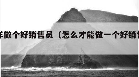 怎样做个好销售员（怎么才能做一个好销售员）