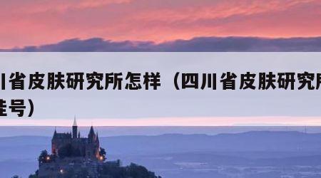 四川省皮肤研究所怎样（四川省皮肤研究所网上挂号）
