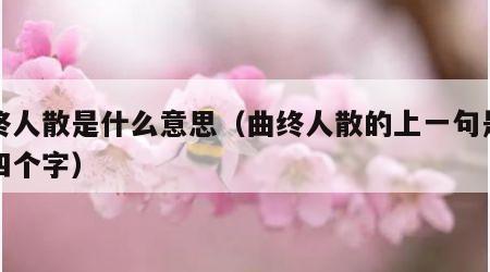 曲终人散是什么意思（曲终人散的上一句是什么四个字）