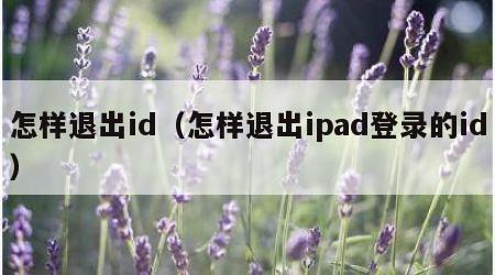 怎样退出id（怎样退出ipad登录的id）