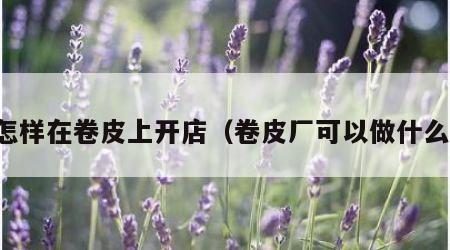怎样在卷皮上开店（卷皮厂可以做什么）