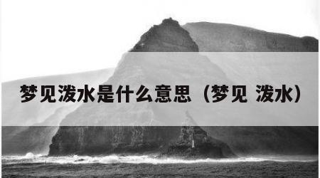 梦见泼水是什么意思（梦见 泼水）