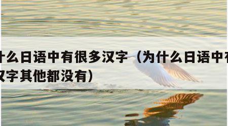 为什么日语中有很多汉字（为什么日语中有很多汉字其他都没有）