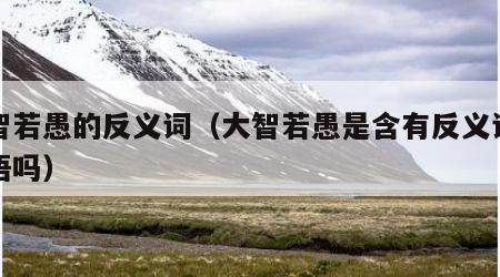 大智若愚的反义词（大智若愚是含有反义词的成语吗）