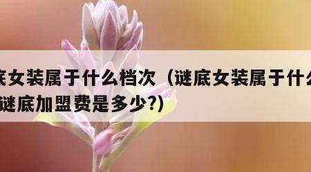 谜底女装属于什么档次（谜底女装属于什么档次?谜底加盟费是多少?）