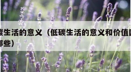 低碳生活的意义（低碳生活的意义和价值国家有哪些）