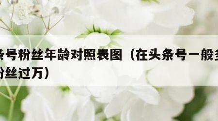 头条号粉丝年龄对照表图（在头条号一般多久能粉丝过万）