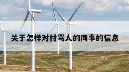关于怎样对付骂人的同事的信息