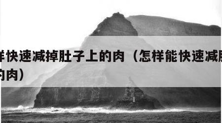 怎样快速减掉肚子上的肉（怎样能快速减肚子上的肉）